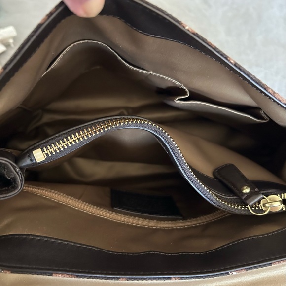 COACH Park Ocelot Print Flap and Pebble Leather Top Handle/Shoulder Bag - Picture 9 of 12